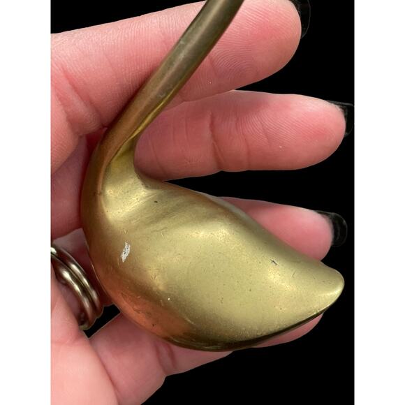 Brass Swan Ring Holder Figure Vintage Korea Long Neck Goose Needs Cleaning READ - Picture 8 of 13